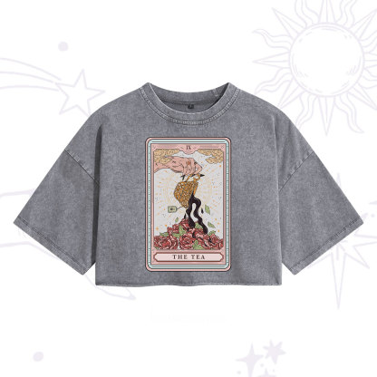 Purplehecate The Tea Food Tarot Washed Cropped T-Shirt