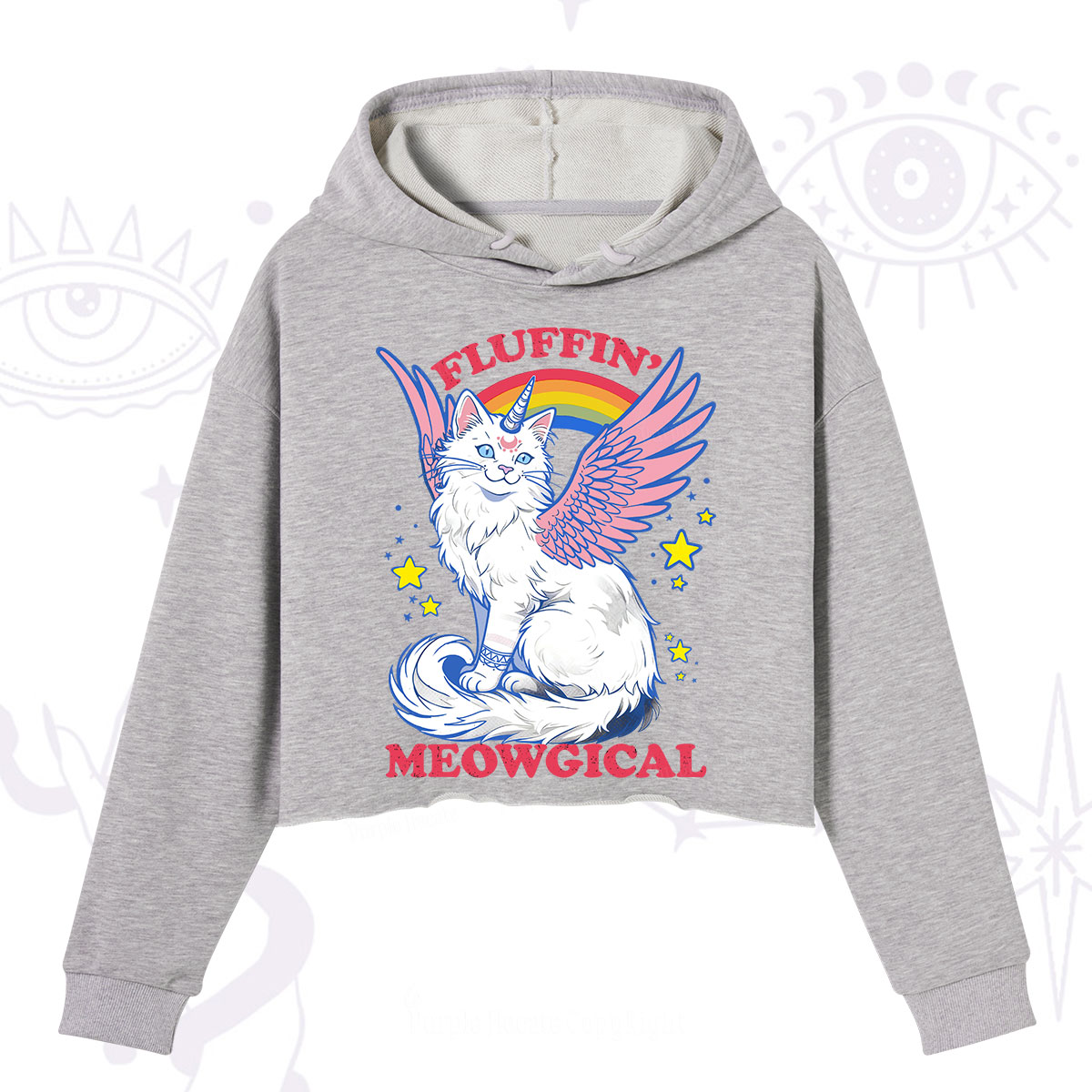 Purplehecate Fluffin Meowgical Crop Hoodie