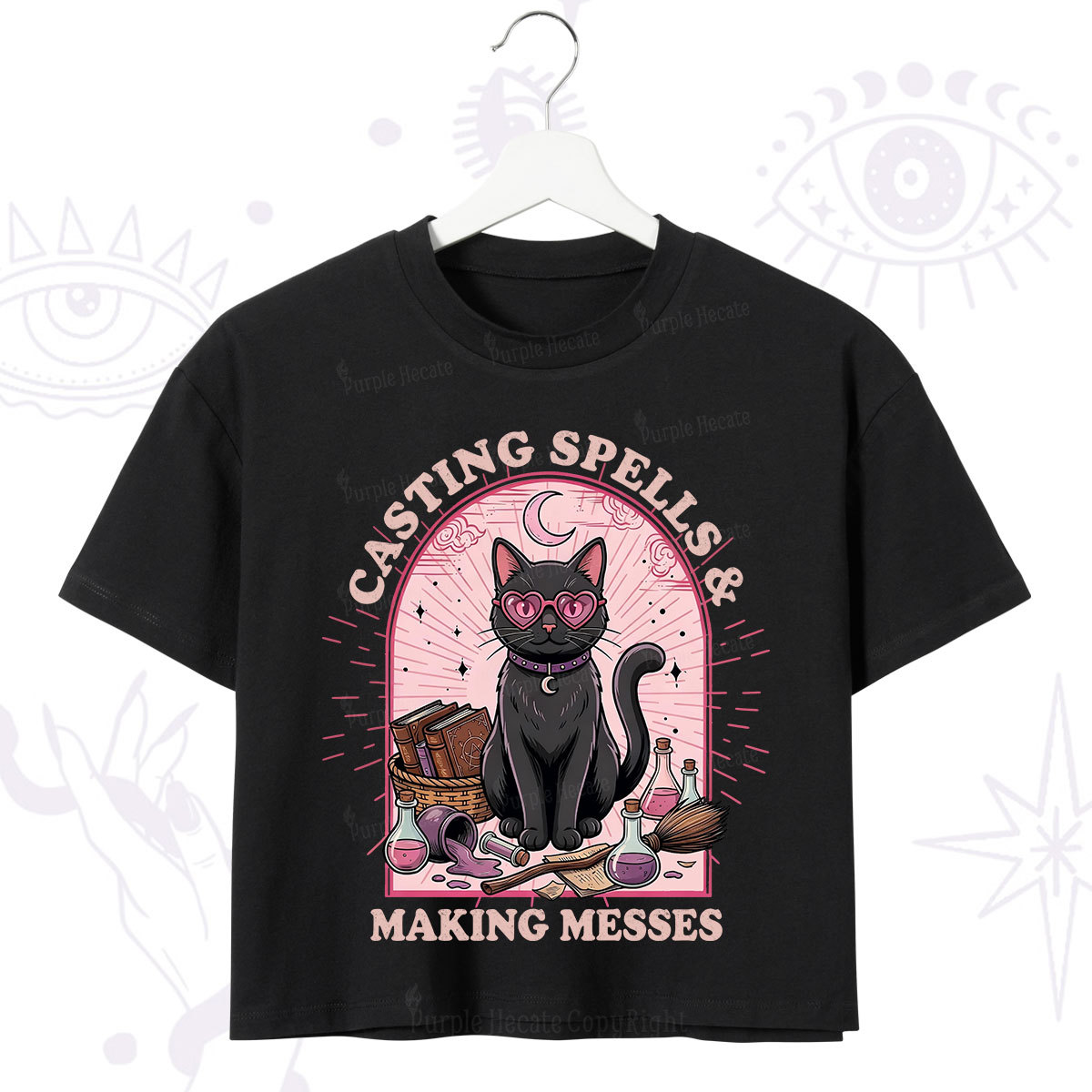Purplehecate Casting Spells Making Messes Cat Crop T-Shirt