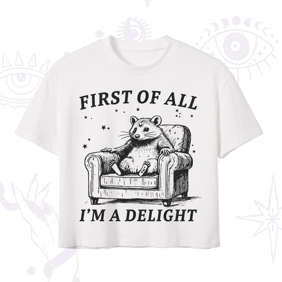 Purplehecate First Of All I'm A Delight Opossum Crop T-Shirt