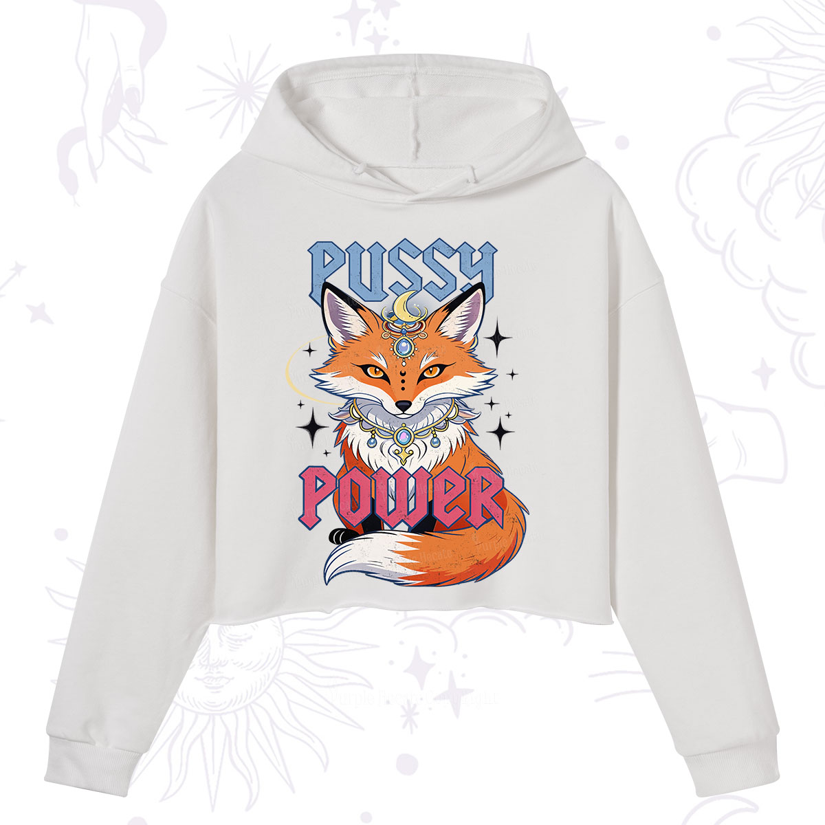 Purplehecate Pussy Power Crop Hoodie