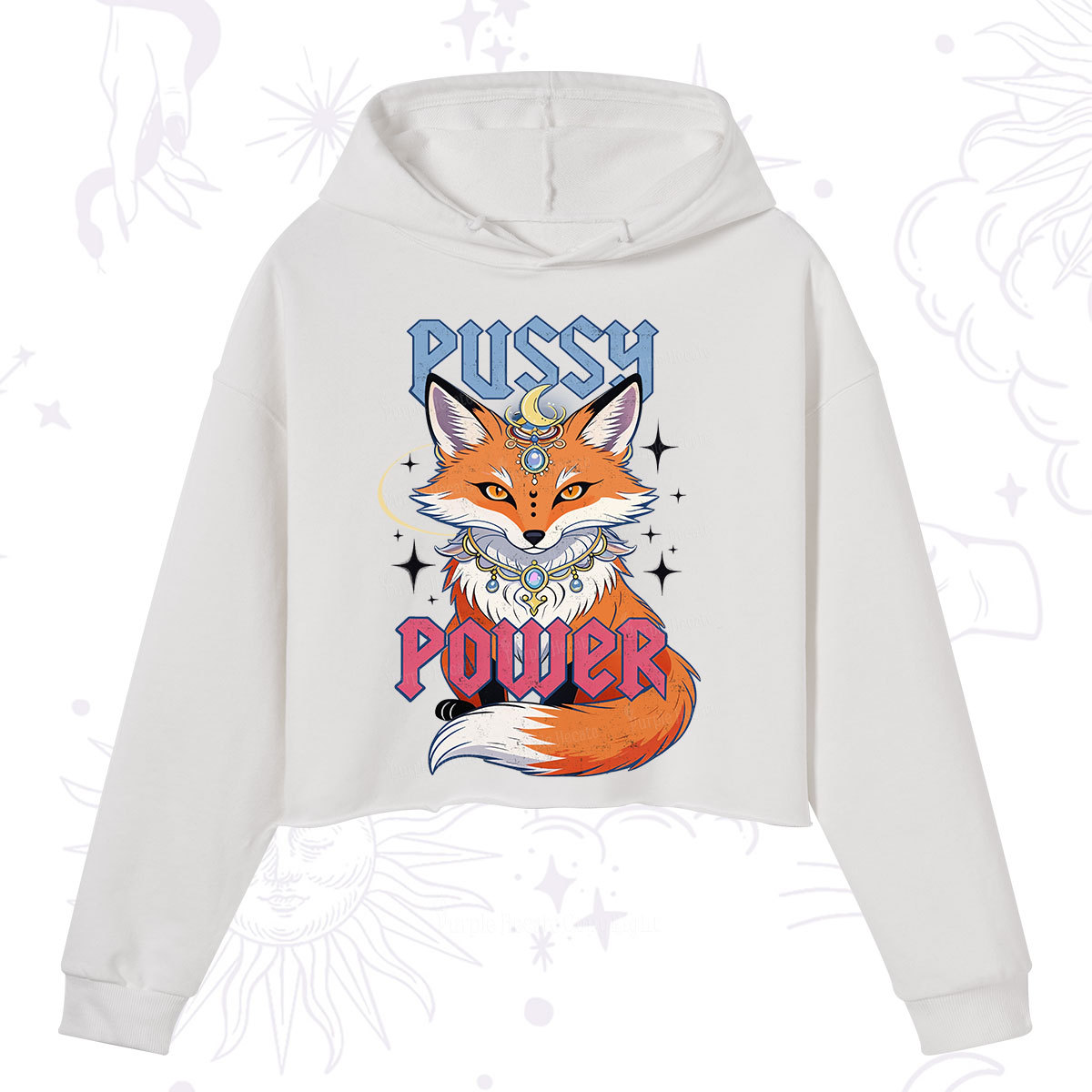 Purplehecate Pussy Power Crop Hoodie