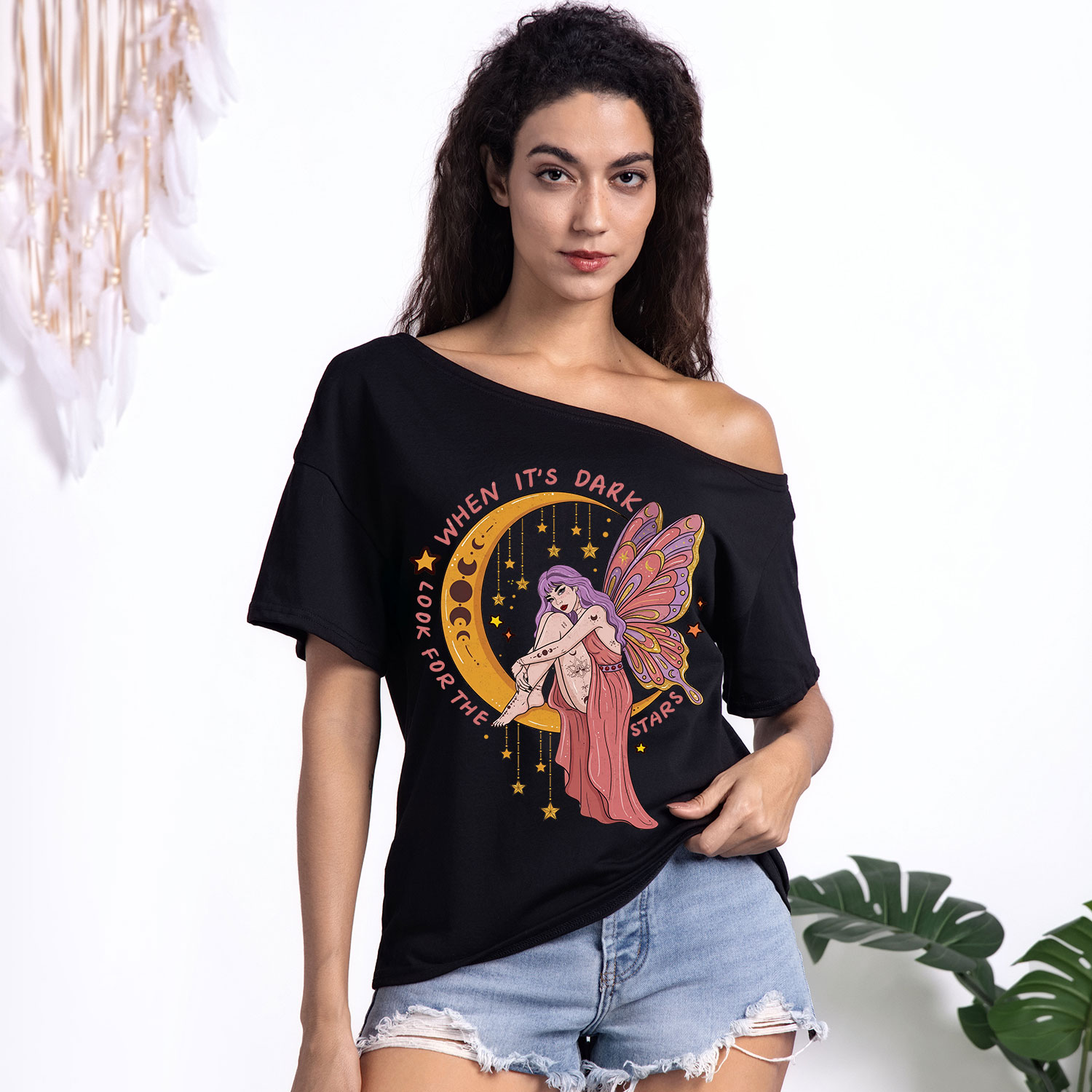 Purplehecate Look For The Stars One Shoulder T-Shirt