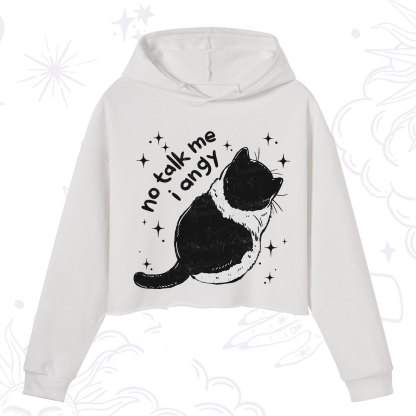 Purplehecate No Talk Me Im Angy Cat Crop Hoodie