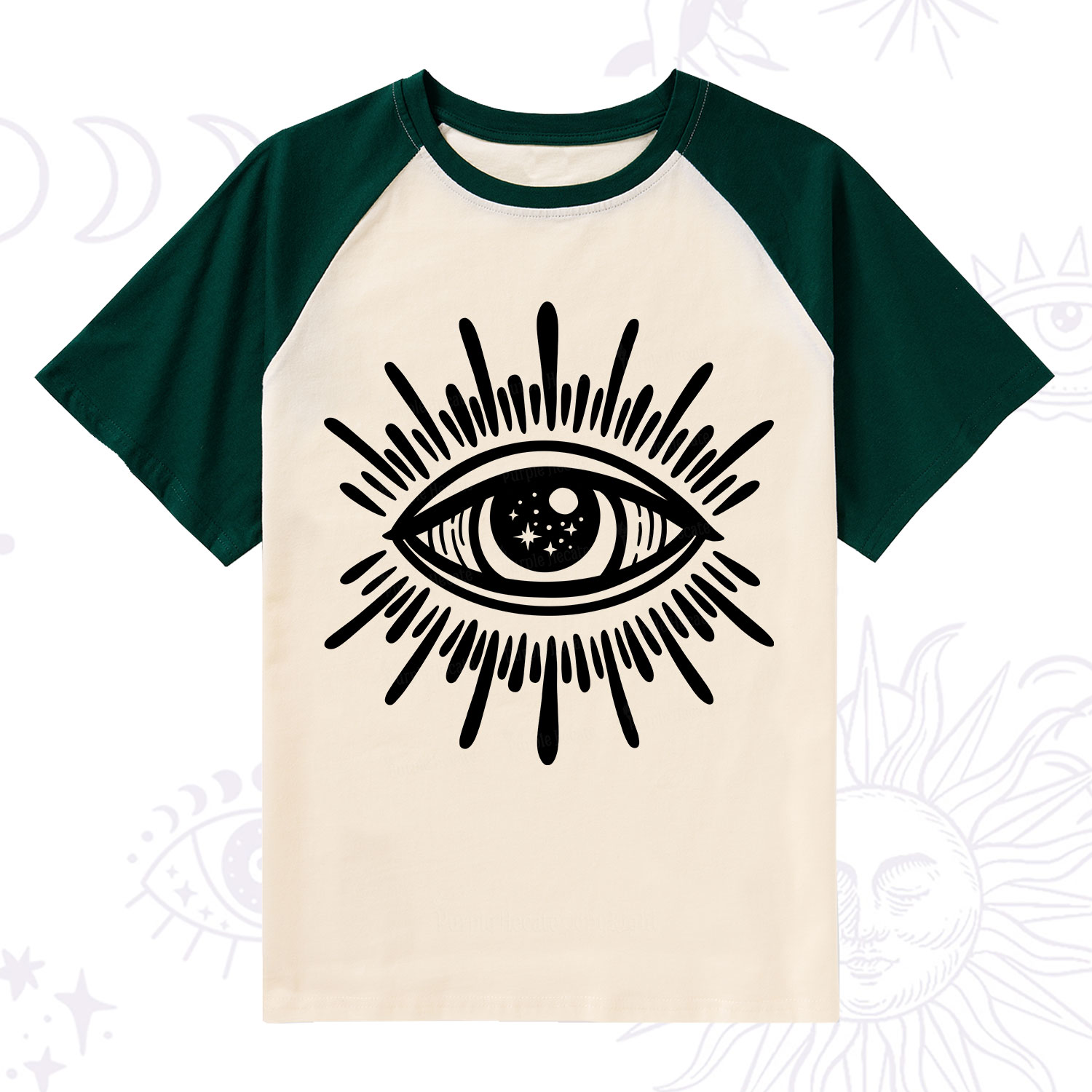 Purplehecate Evil Eye Raglan Short Sleeve T‑Shirt