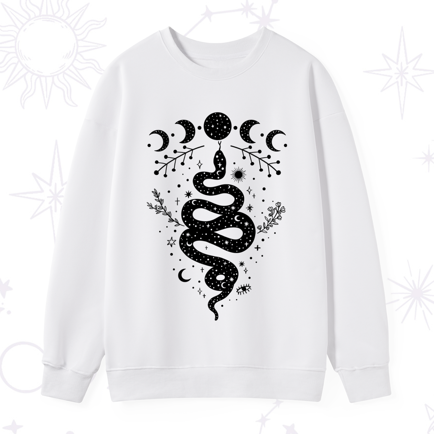 Purplehecate Snake And Moon Phase Comfort Sweatshirt