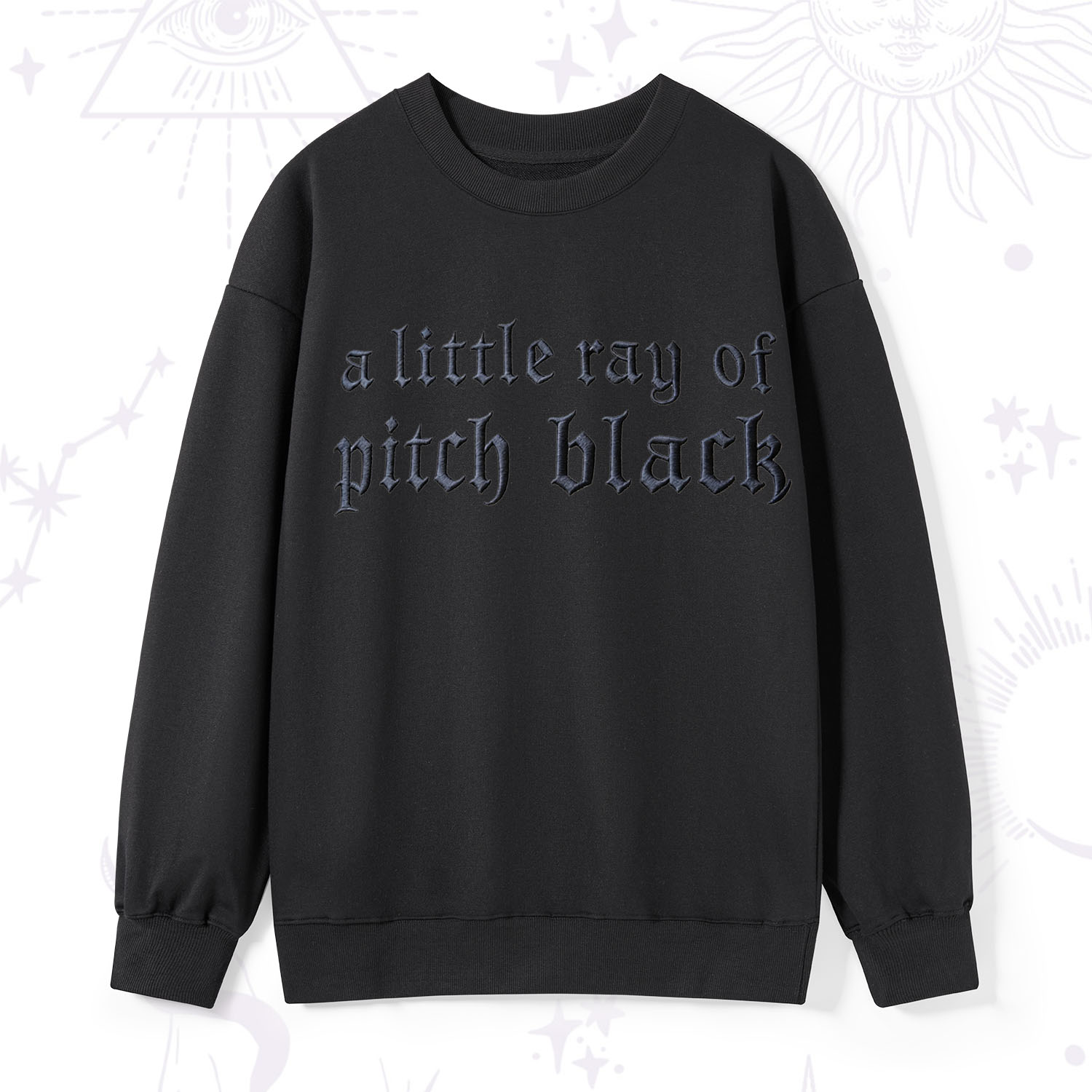 Purplehecate A Little ray of Pitch Black Embroidered Sweatshirt