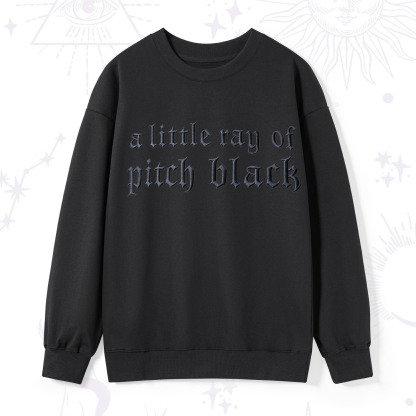 Purplehecate A Little ray of Pitch Black Embroidered Sweatshirt
