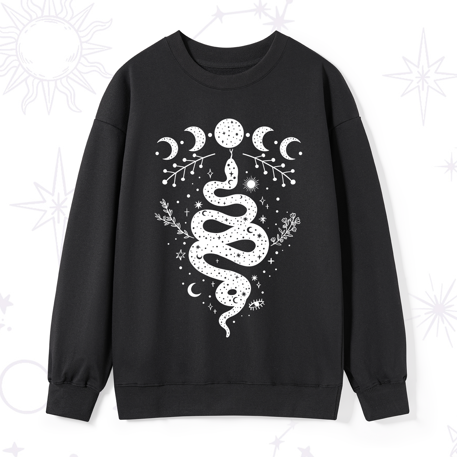 Purplehecate Snake And Moon Phase Comfort Sweatshirt