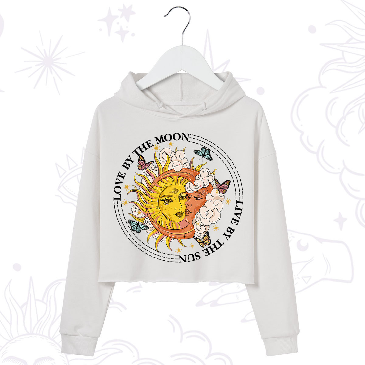 Purplehecate Live By The Sun Love By The Moon Crop Hoodie