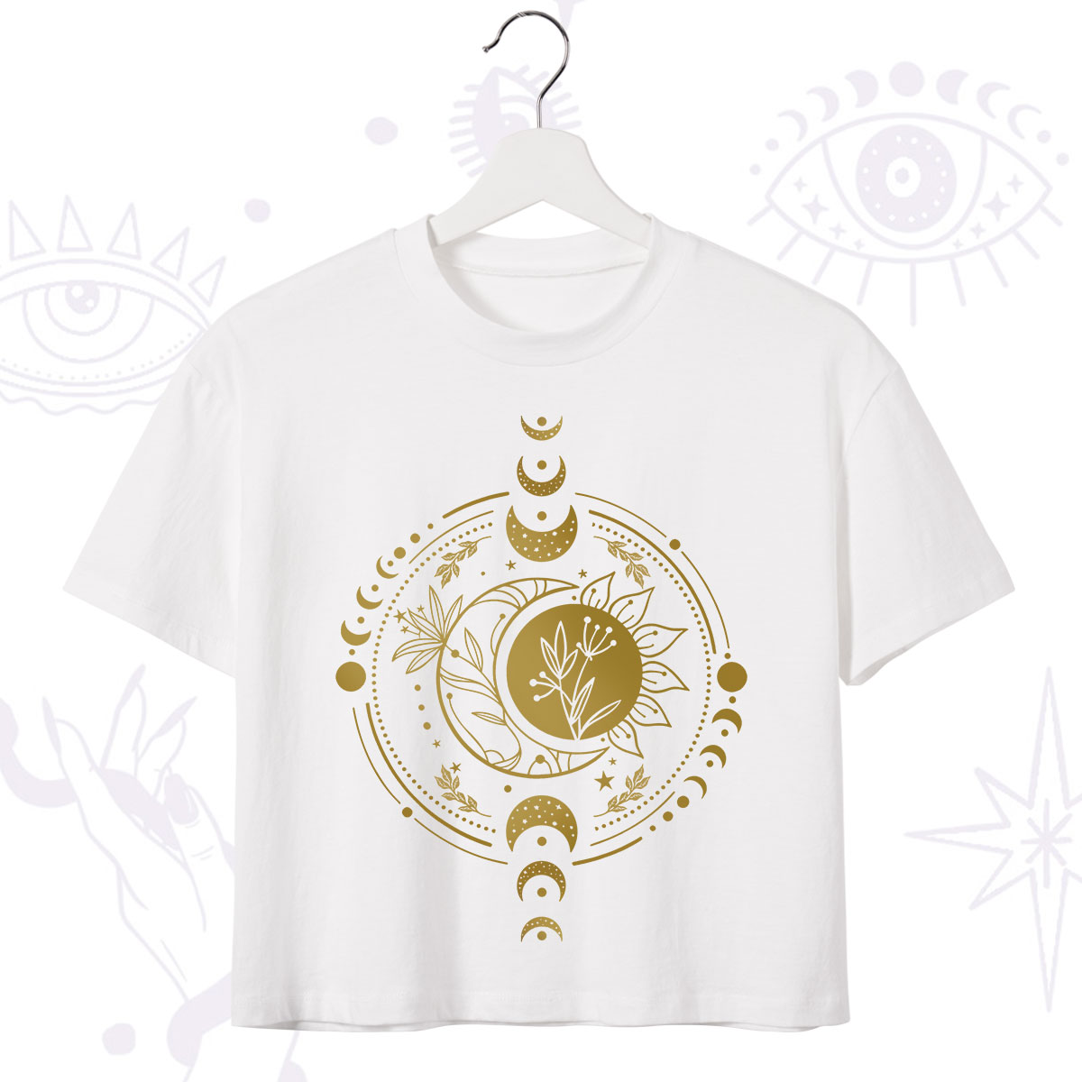 Purplehecate Mystic Moon And Sun Crop T-Shirt