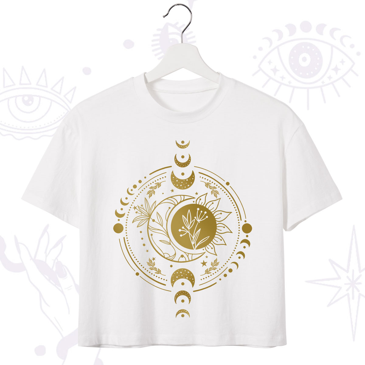 Purplehecate Mystic Moon And Sun Crop T-Shirt