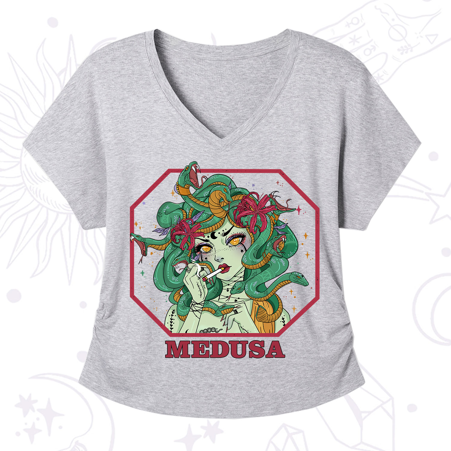 Purplehecate The Greek Goddess Medusa V-Neck T-Shirt