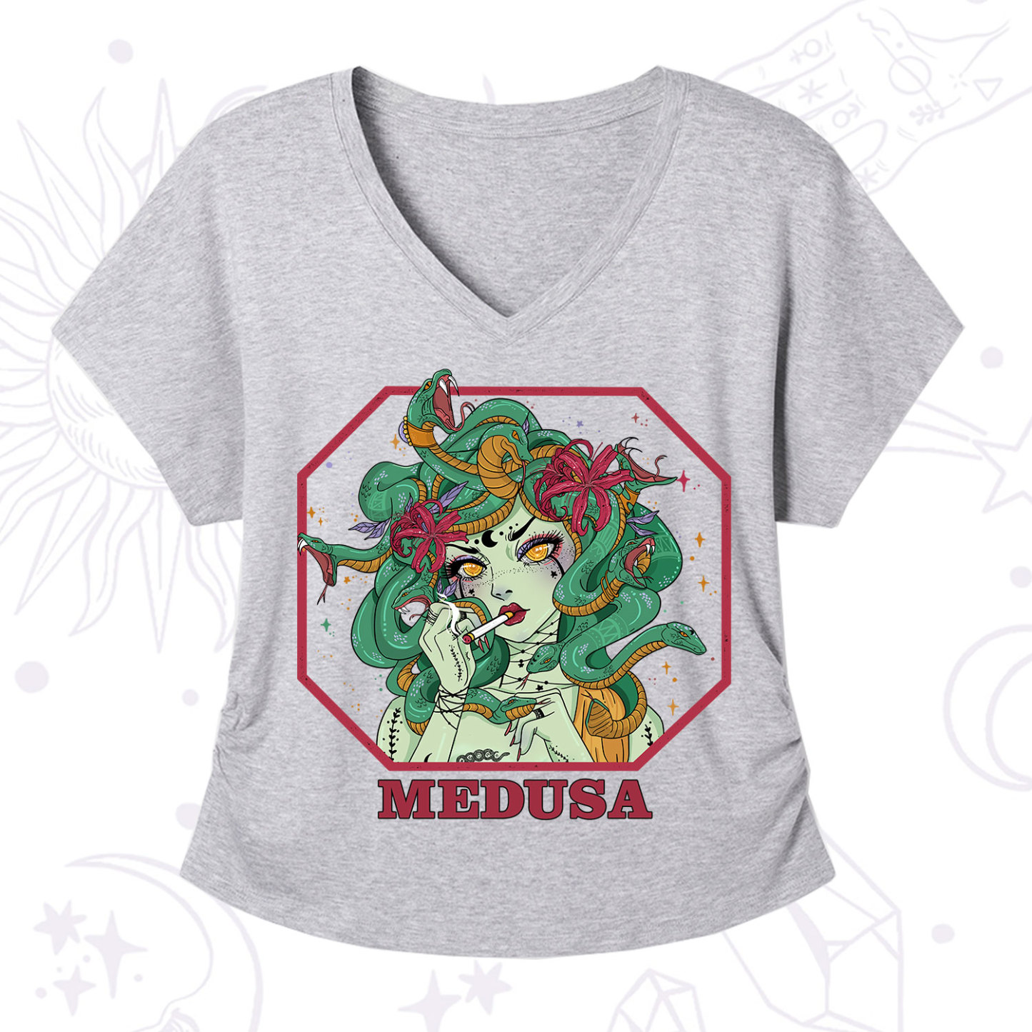 Purplehecate The Greek Goddess Medusa V-Neck T-Shirt