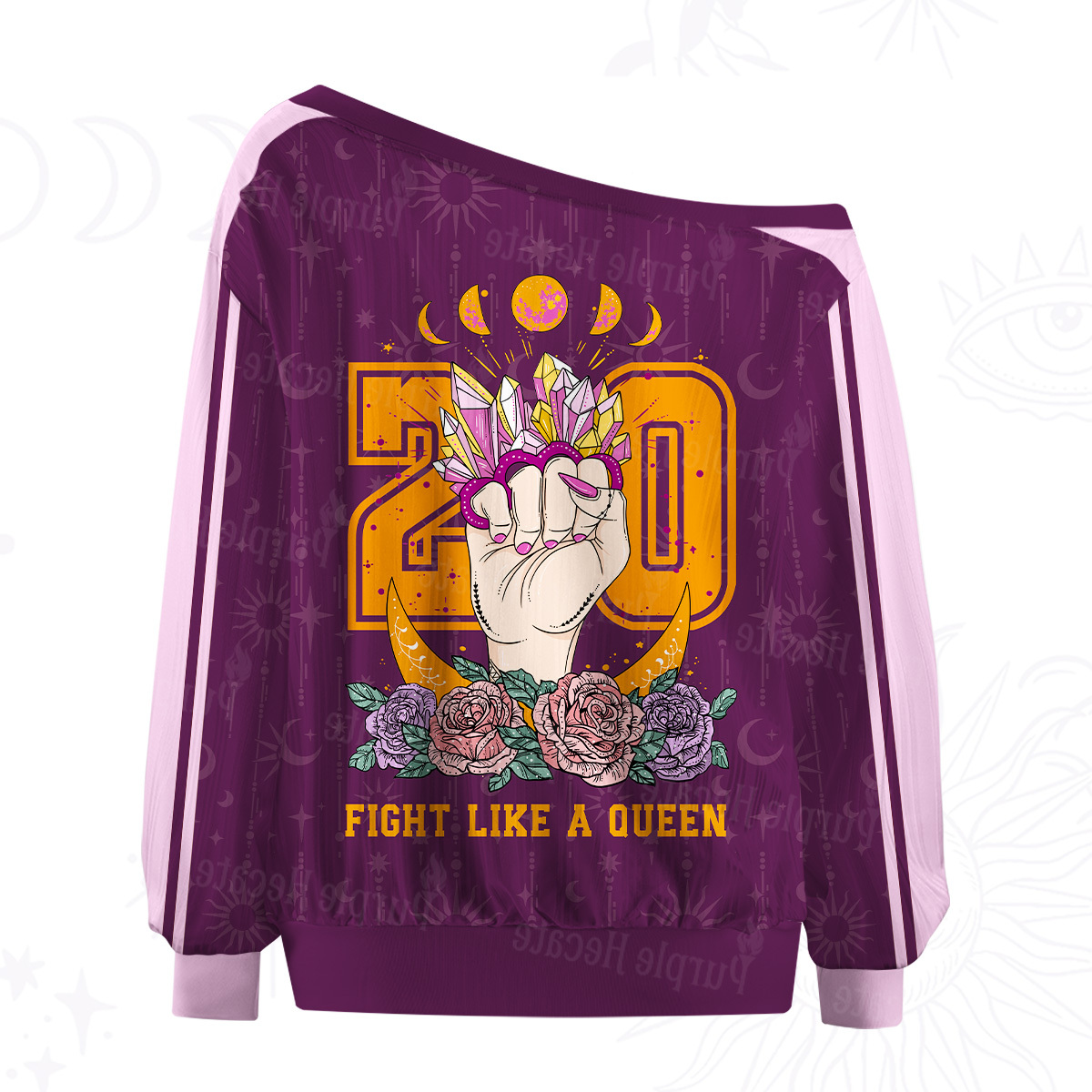 Purplehecate Fight Like A Queen Off The Shoulder Graphic Jersey