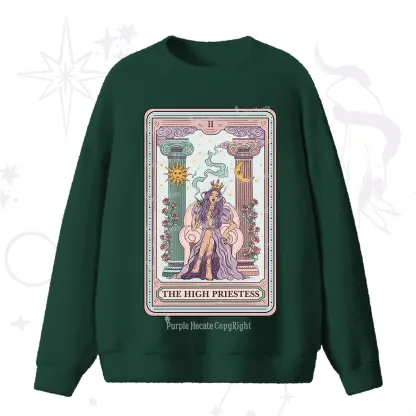 Purplehecate The High Priestess Tarot Card Fuzzy Ugly Sweater