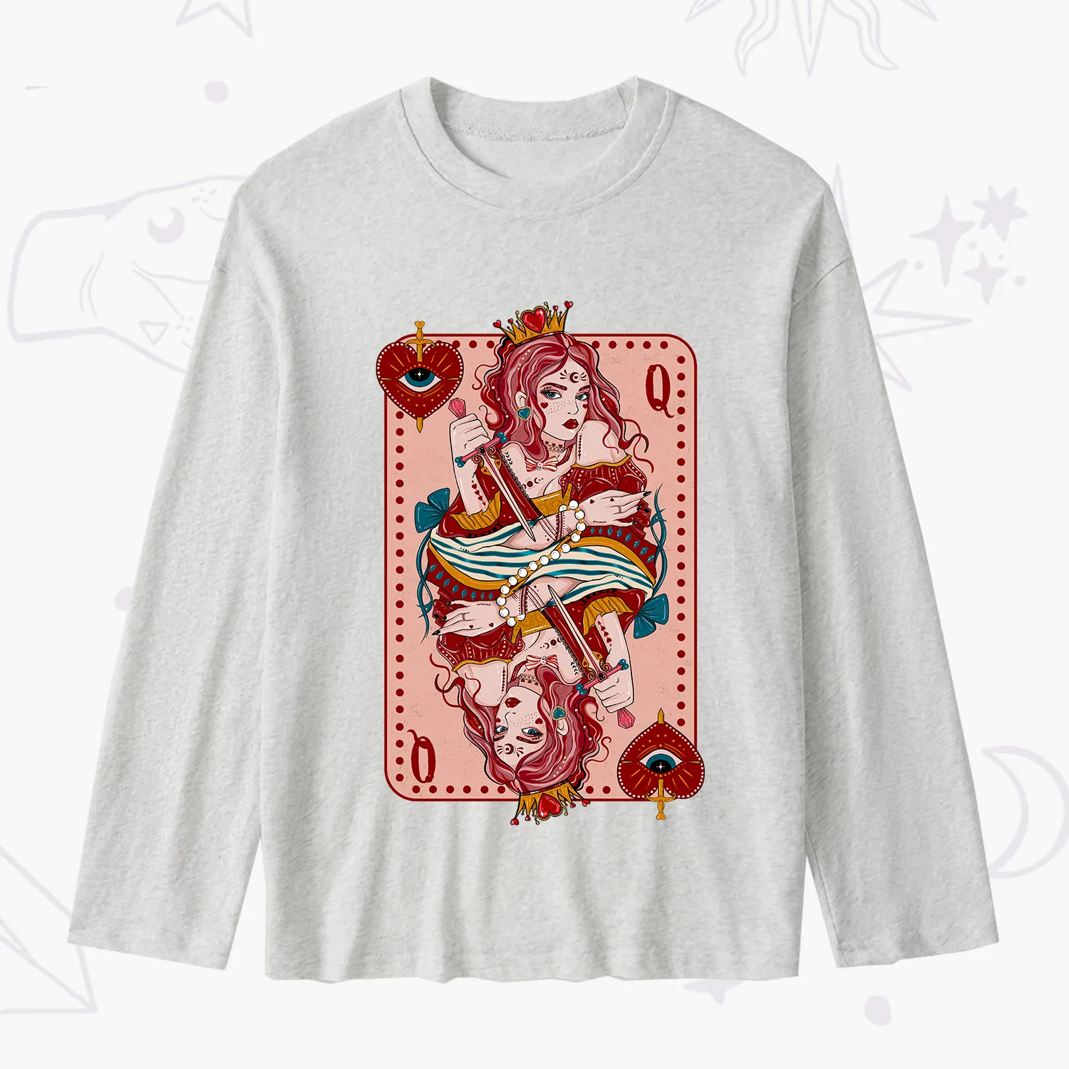 Purplehecate Queen of Hearts Slub Long Sleeve T-Shirt
