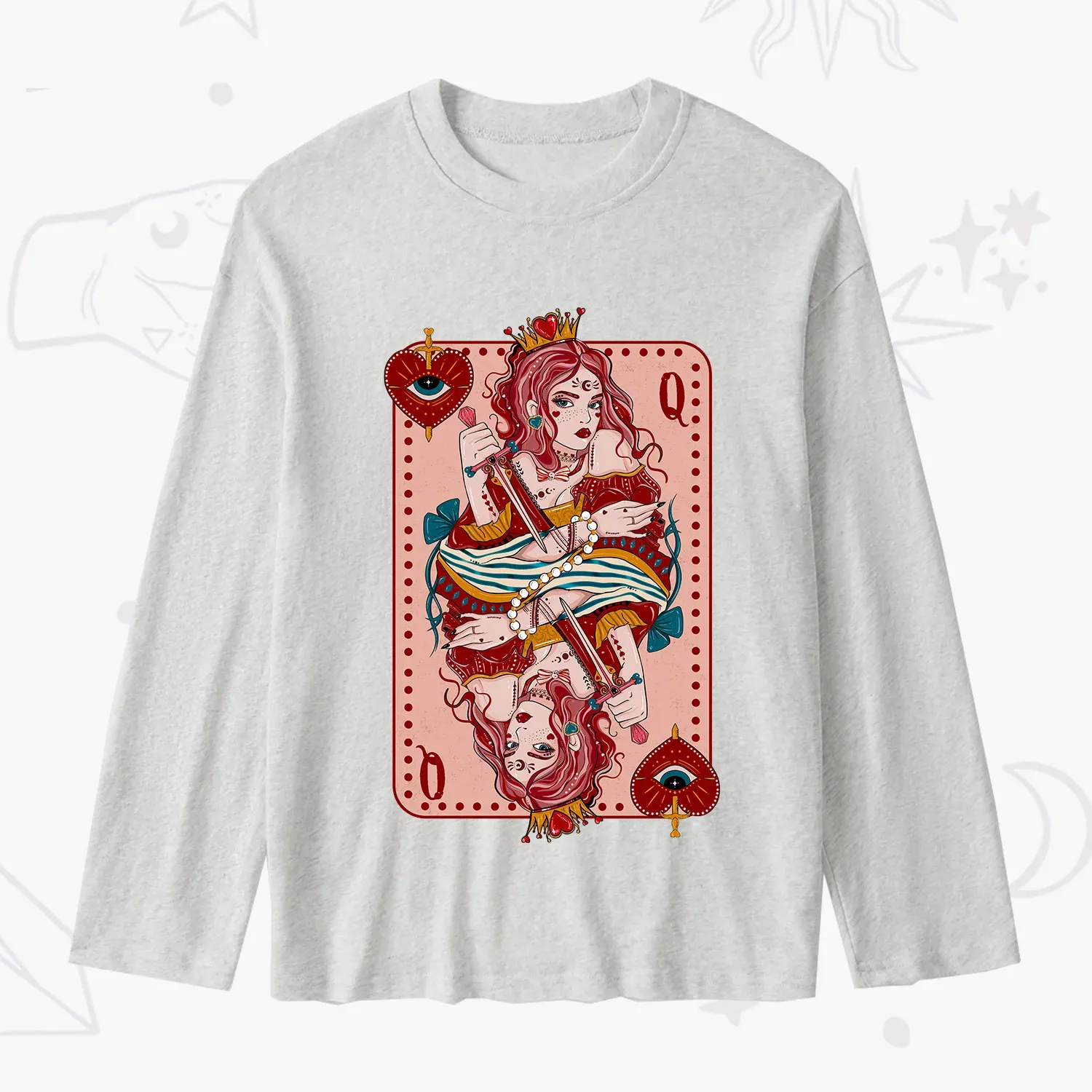 Purplehecate Queen of Hearts Slub Long Sleeve T-Shirt