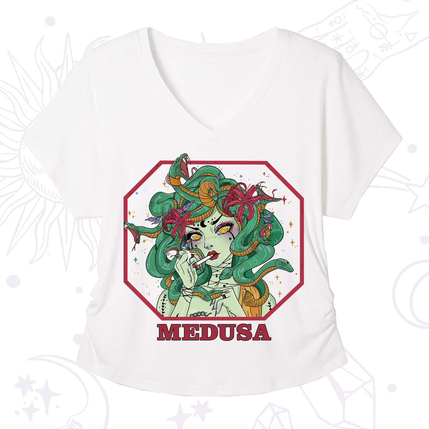 Purplehecate The Greek Goddess Medusa V-Neck T-Shirt