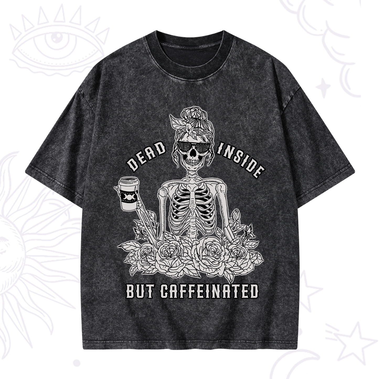 Magic Purplehecate Dead Inside But Caffeinated Washed T-Shirt