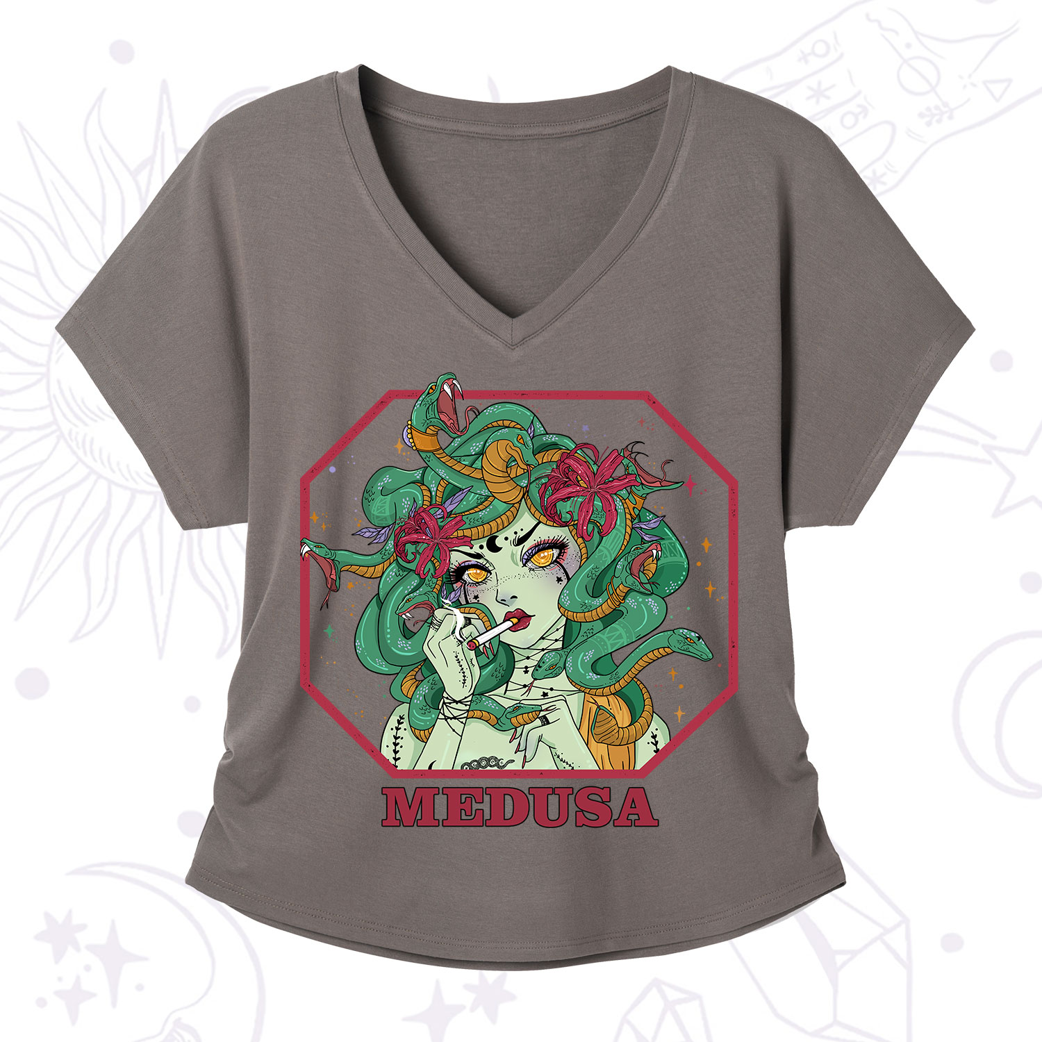 Purplehecate The Greek Goddess Medusa V-Neck T-Shirt