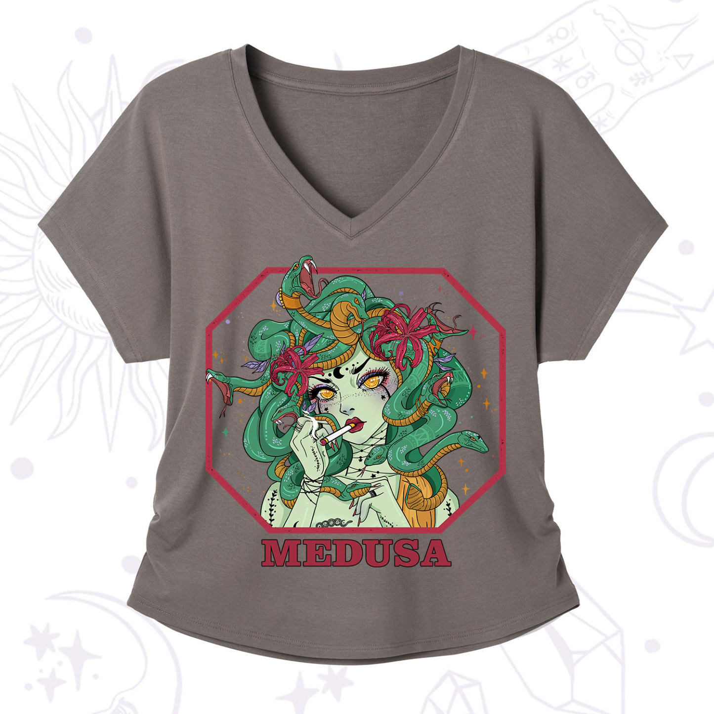 Purplehecate The Greek Goddess Medusa V-Neck T-Shirt