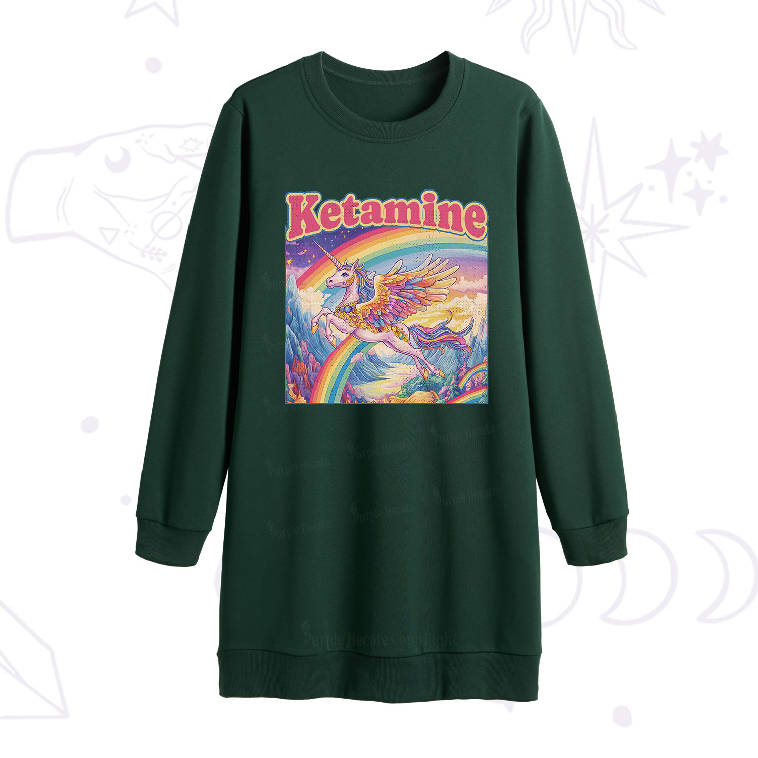 Purplehecate Ketamine Rainbow Unicorn Sweatshirt Dress