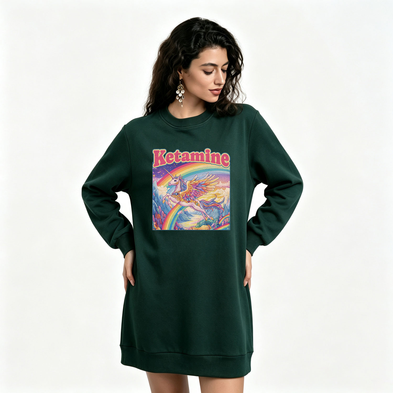 Purplehecate Ketamine Rainbow Unicorn Sweatshirt Dress