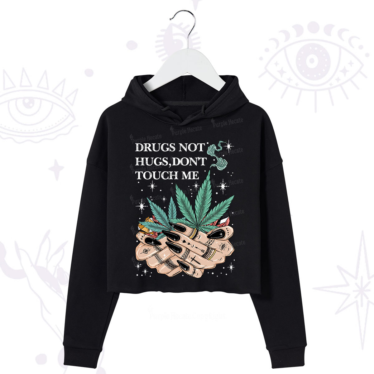 Purplehecate Drugs Not Hugs Crop Hoodie