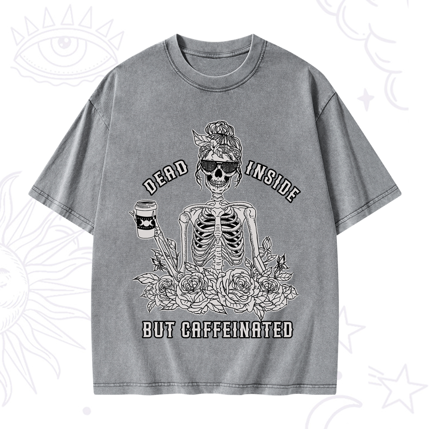 Purplehecate Dead Inside But Caffeinated Washed T-Shirt