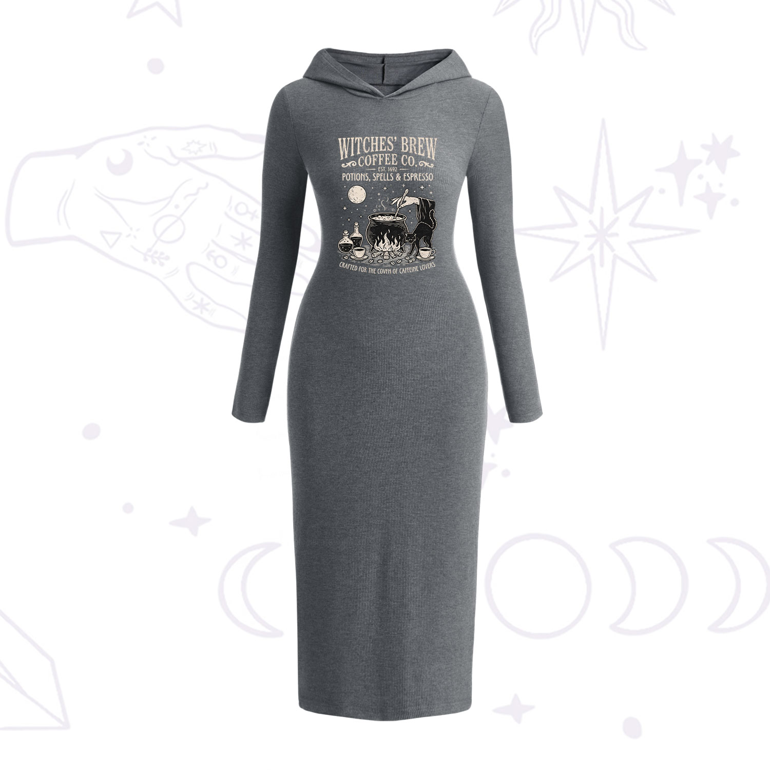 Purplehecate Witches' Brew Coffee Club Hooded Knit Dress
