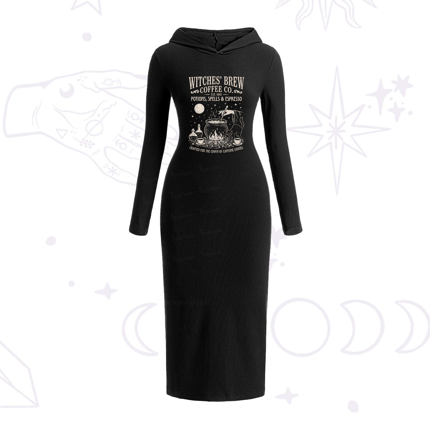 Purplehecate Witches' Brew Coffee Club Hooded Knit Dress