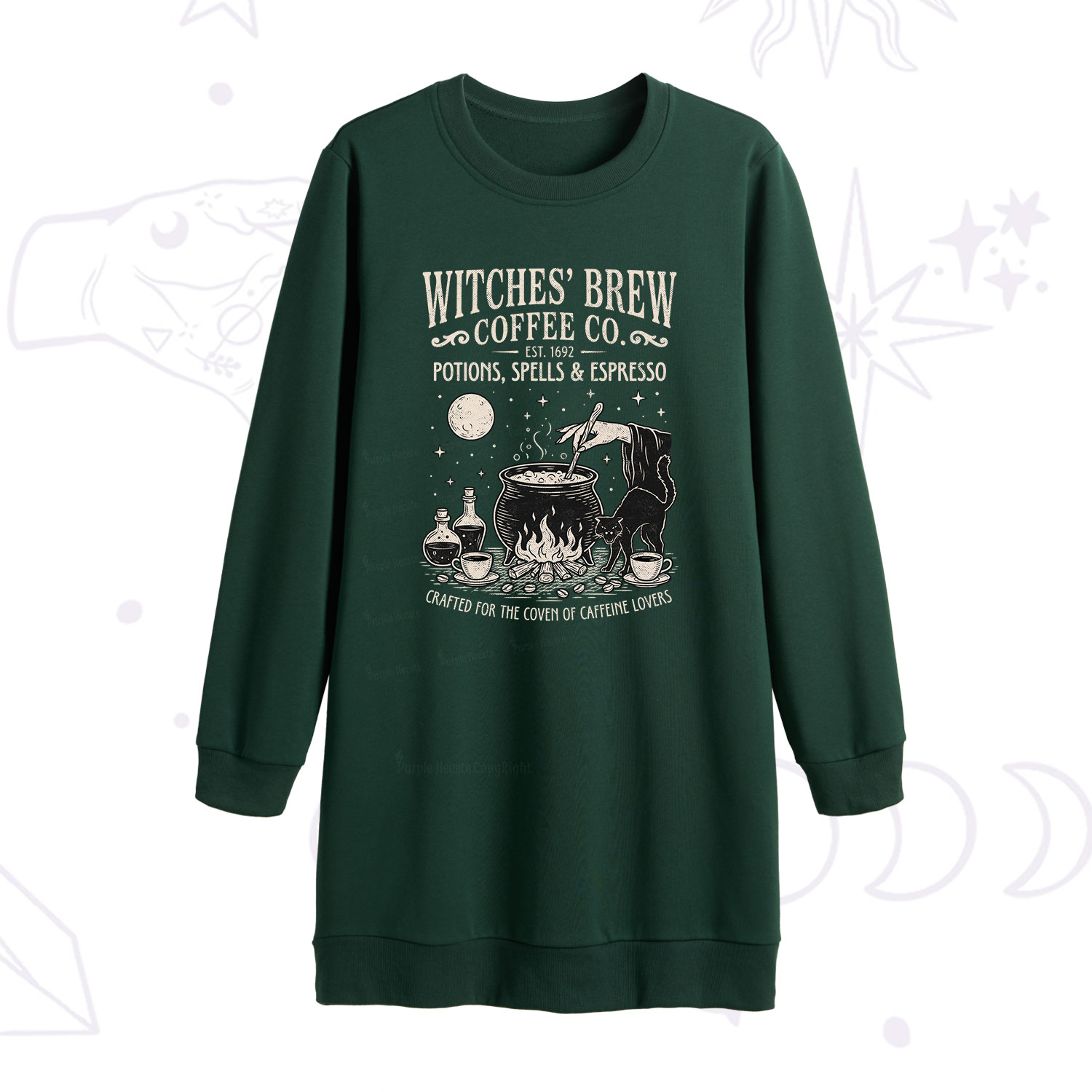 Purplehecate Witches' Brew Coffee Club Sweatshirt Dress