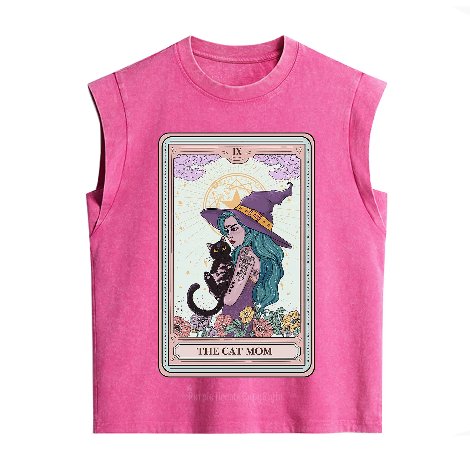 Purplehecate The Gothic Cat Mom Tarot Vintage Washed Tank