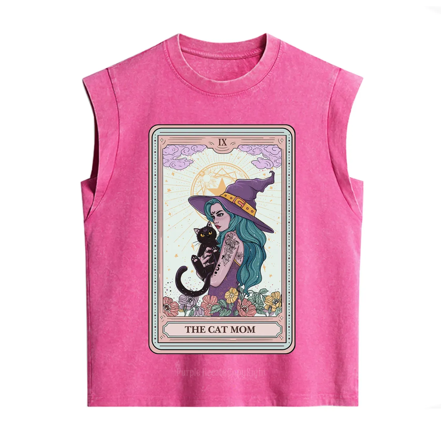 Purplehecate The Gothic Cat Mom Tarot Vintage Washed Tank