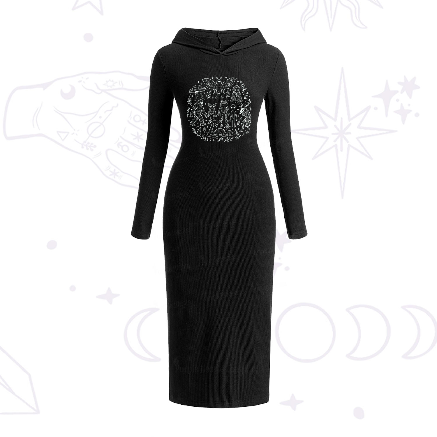 Purplehecate Respect the Locals Cryptid Hooded Knit Dress