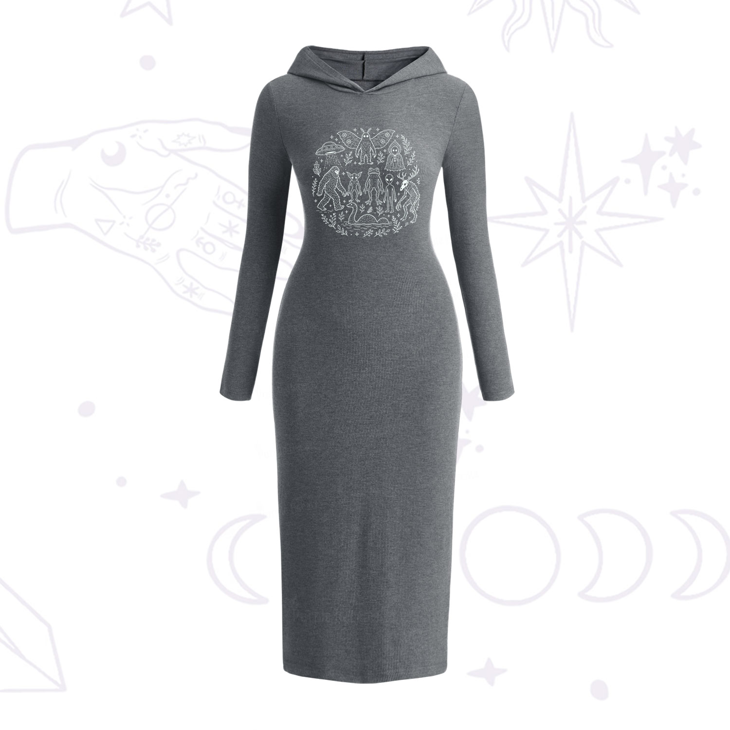 Purplehecate Respect the Locals Cryptid Hooded Knit Dress