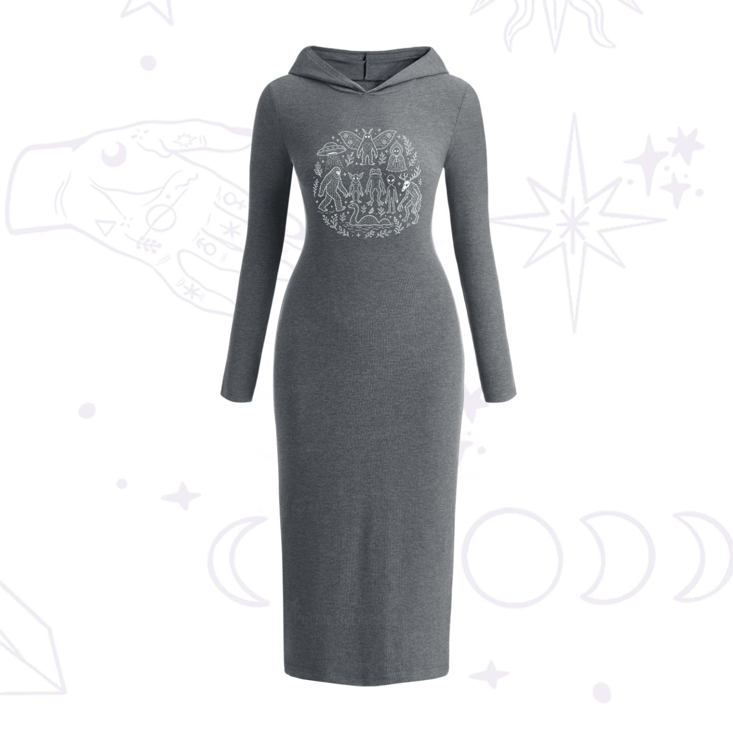 Purplehecate Respect the Locals Cryptid Hooded Knit Dress