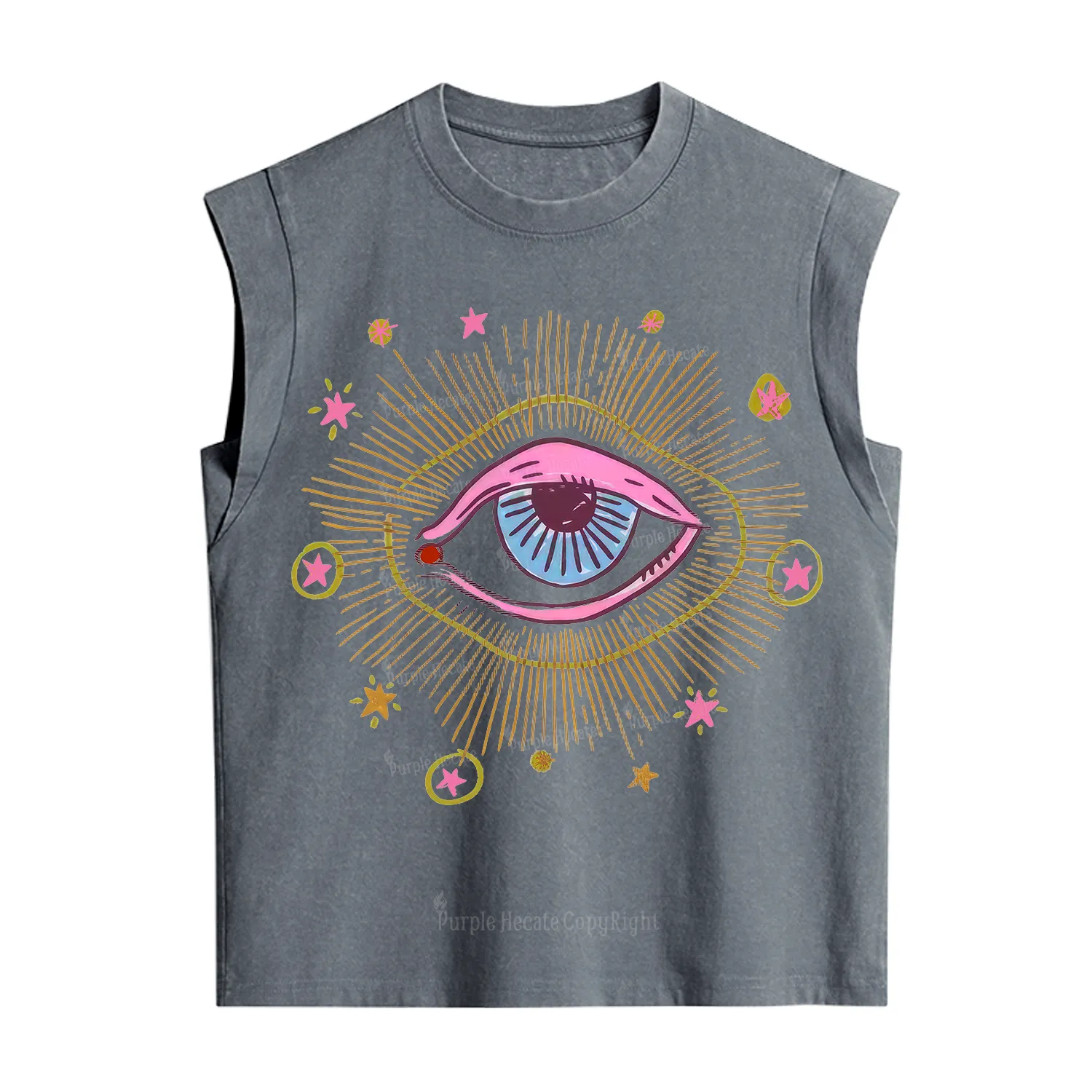 Purplehecate Mystic Gaze Evil Eye Protection Vintage Washed Tank