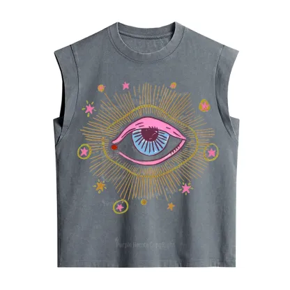 Purplehecate Mystic Gaze Evil Eye Protection Vintage Washed Tank