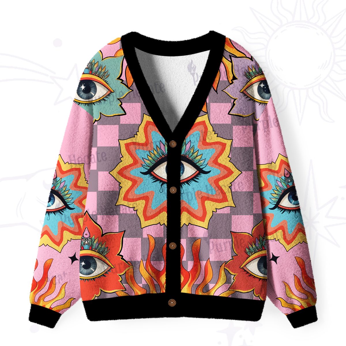 Purplehecate Awakening Flame Ugly Cardigan Sweaters