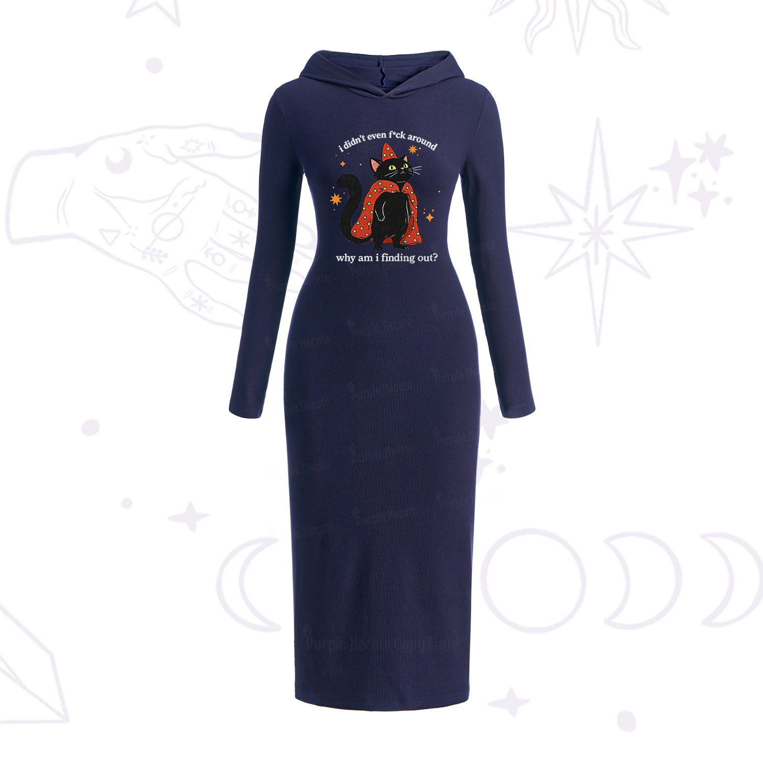 Purplehecate I Didn't Even F*ck Around Hooded Knit Dress
