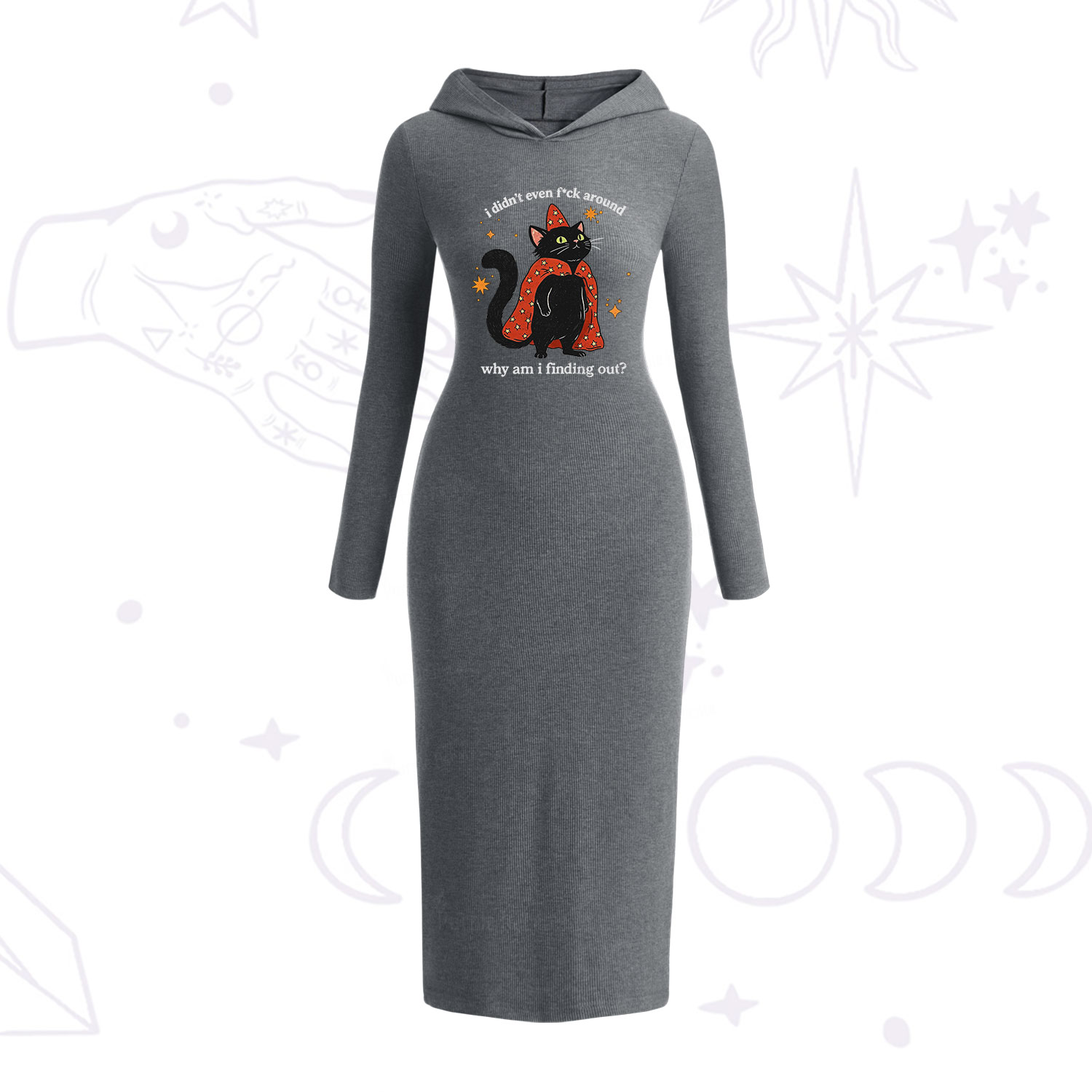 Purplehecate I Didn't Even F*ck Around Hooded Knit Dress