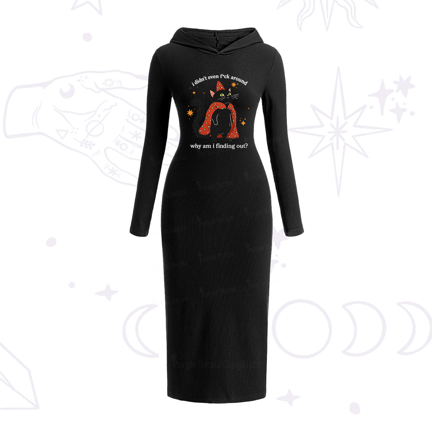 Purplehecate I Didn't Even F*ck Around Hooded Knit Dress