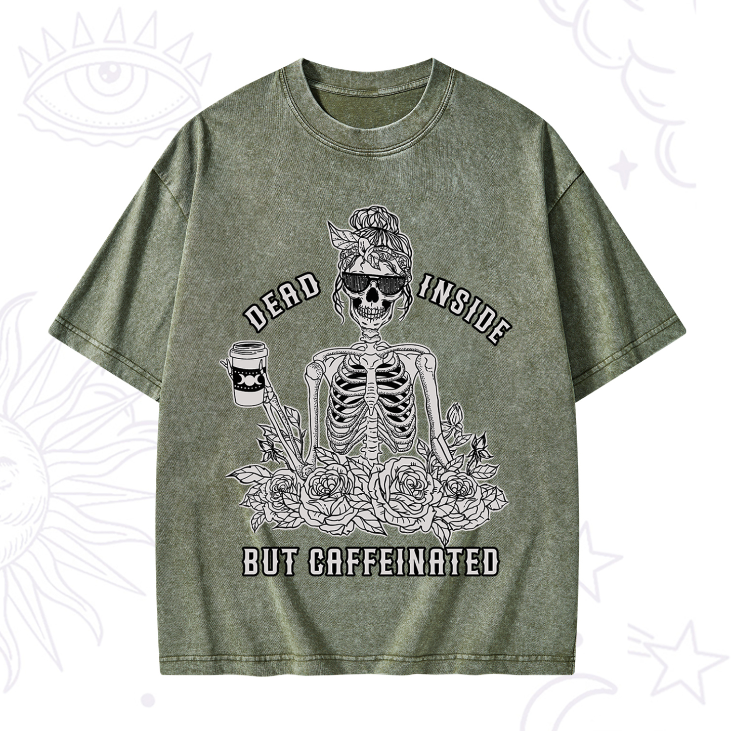 Purplehecate Dead Inside But Caffeinated Washed T-Shirt
