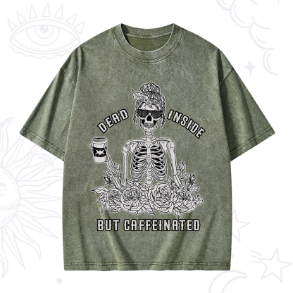 Purplehecate Dead Inside But Caffeinated Washed T-Shirt
