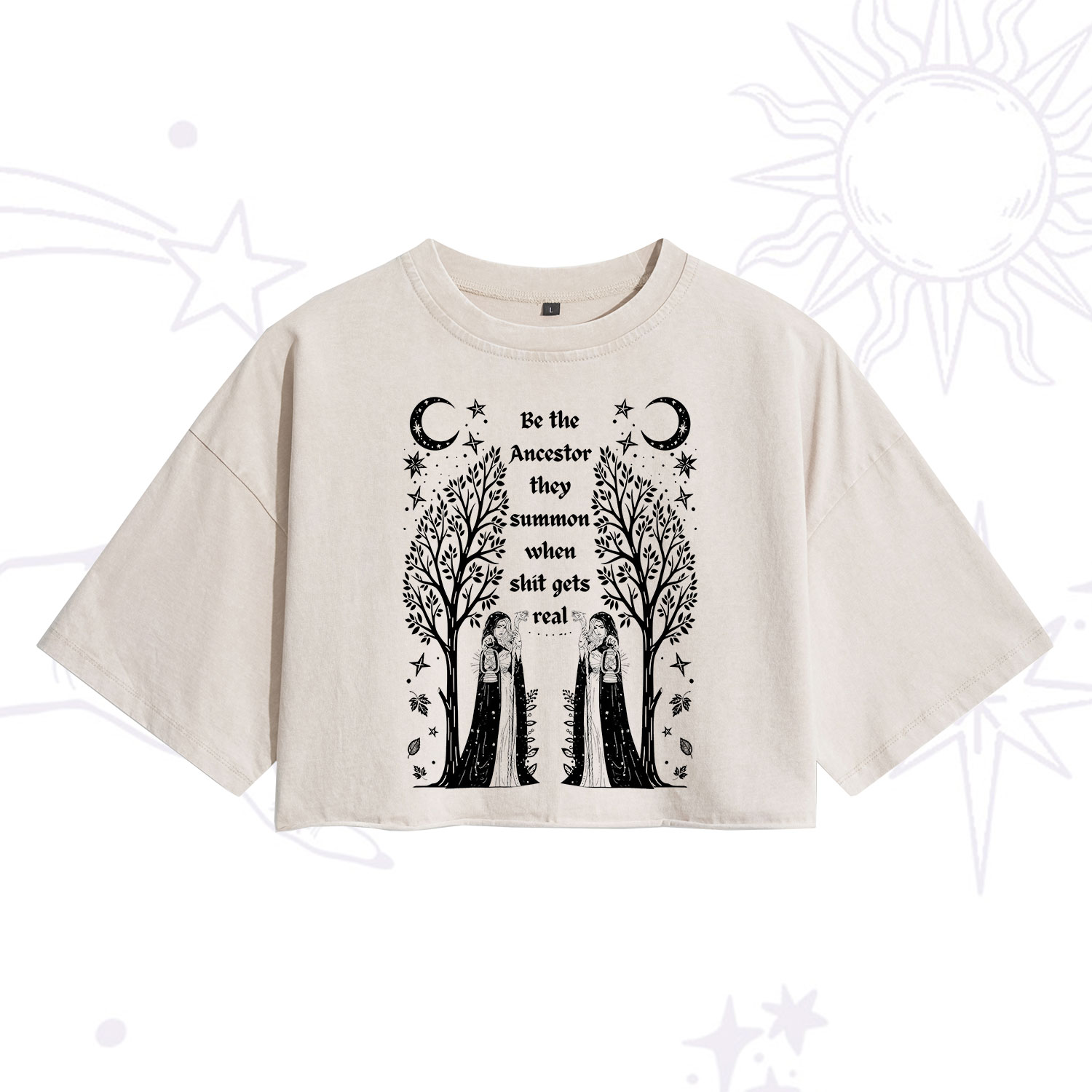 Purplehecate Be The Ancestor They Summon When Shit Gets Real Washed Cropped T-Shirt