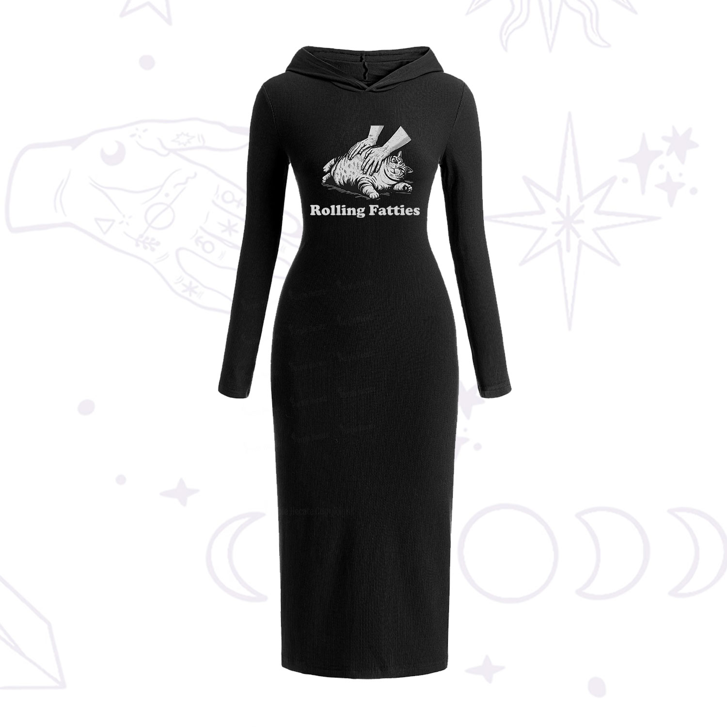 Purplehecate Rolling Fatties Cat Hooded Knit Dress