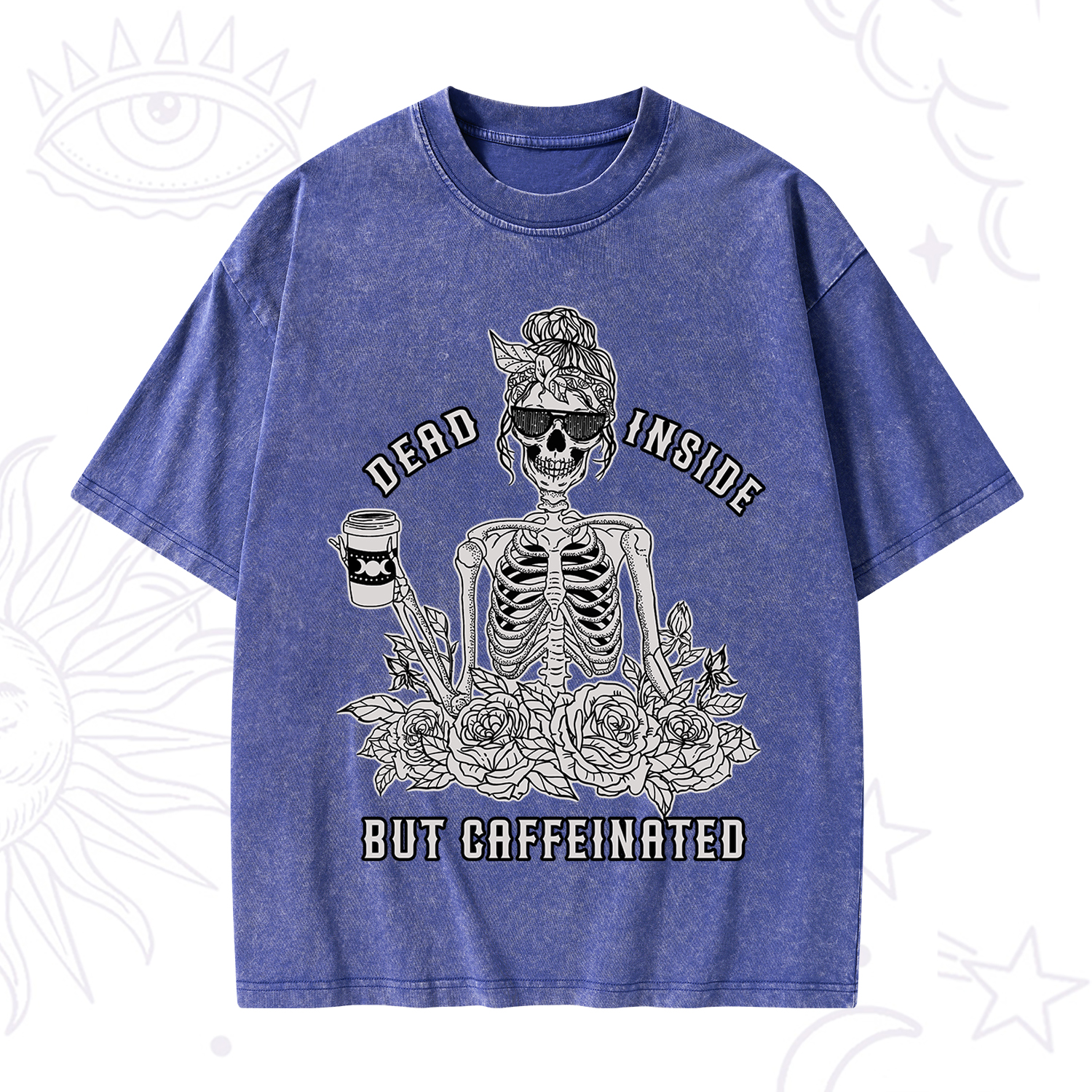 Purplehecate Dead Inside But Caffeinated Washed T-Shirt