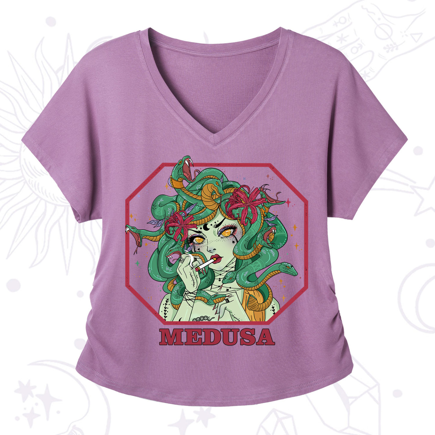 Purplehecate The Greek Goddess Medusa V-Neck T-Shirt